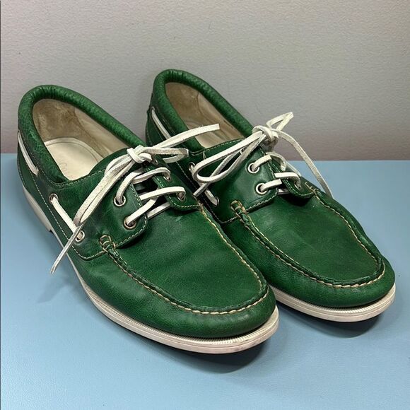 Cole Haan Hayden Tumbled Green Boat Shoes 11.5 - Picture 2 of 8
